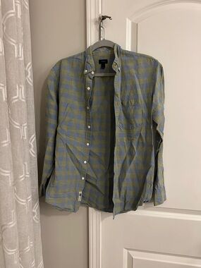 J. Crew Blue and Olive Plaid Button Shirt